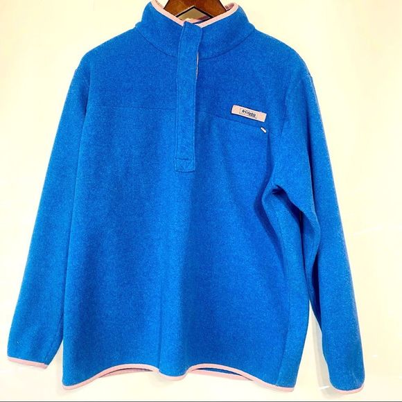 Columbia Tops - Columbia Womens Blue and Pink Snap Pullover Fleece Size 1X